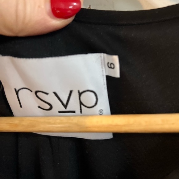 RSVP Fringe Neck Asymmetric Dress Size 6 Black White Shift - Picture 4 of 6